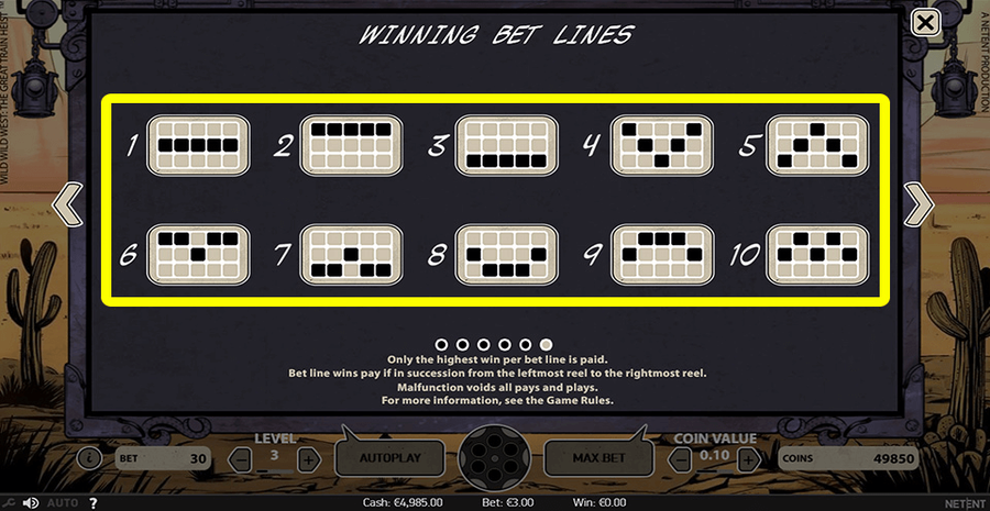 Wild Wild West The Great Train Heist Paylines