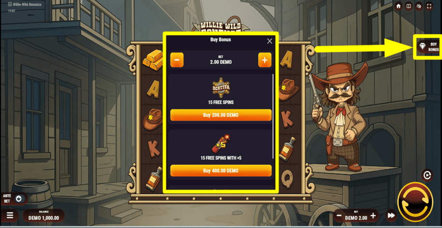 Willie Wild Bonanza Buy Feature