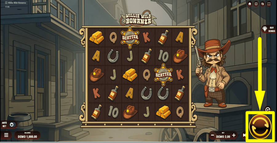 Willie Wild Bonanza Spin Button