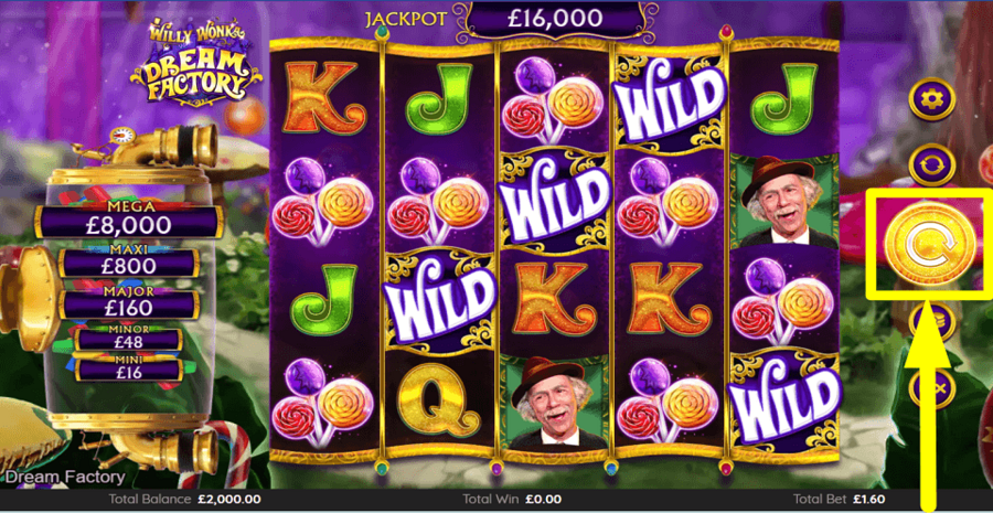 Willy Wonka Dream Factory Spin Button