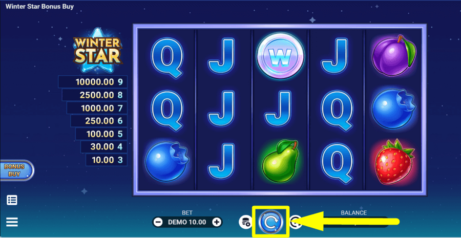 Winter Star Bonus Spin Button