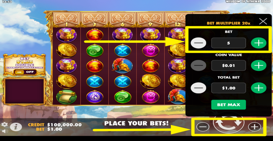 Wisdom Of Athena 1000 Adjust Bet Level