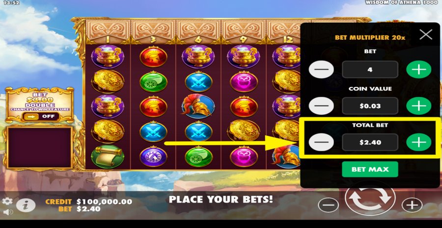 Wisdom Of Athena 1000 Adjust Total Bet