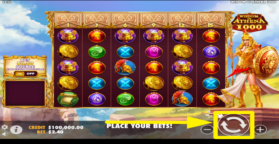 Wisdom Of Athena 1000 Spin Button