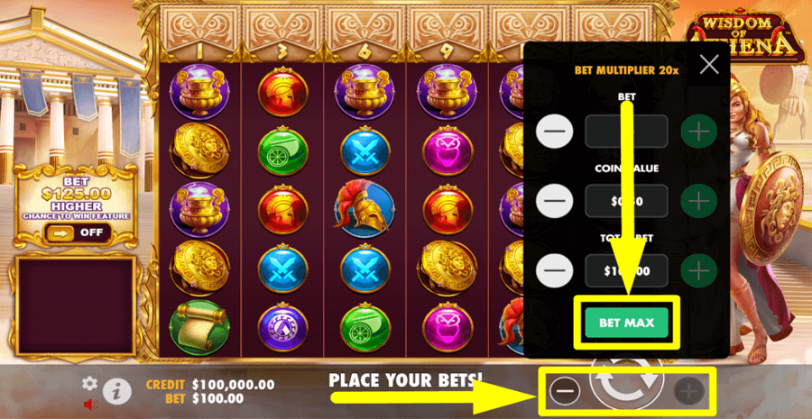 Wisdom Of Athena Bet Max Button