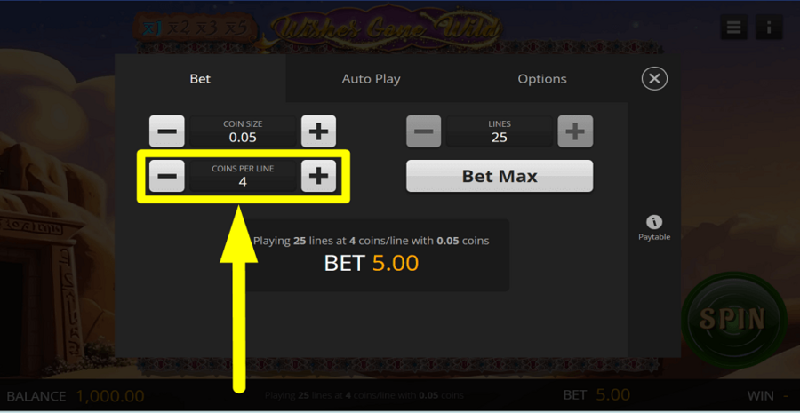 Wishes Gone Wild Coins Per Line