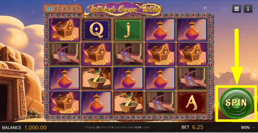 Wishes Gone Wild Spin Button