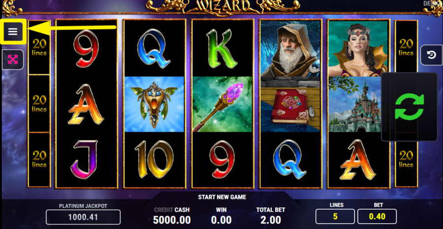 Wizard Adjust Bet Per Line