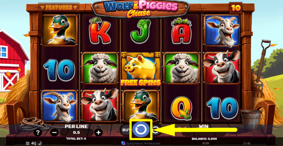 Wolf And Piggies Chase Spin Button