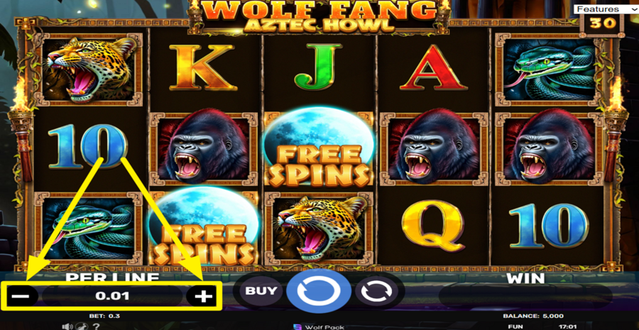 Wolf Fang Aztec Howl Adjust Bet