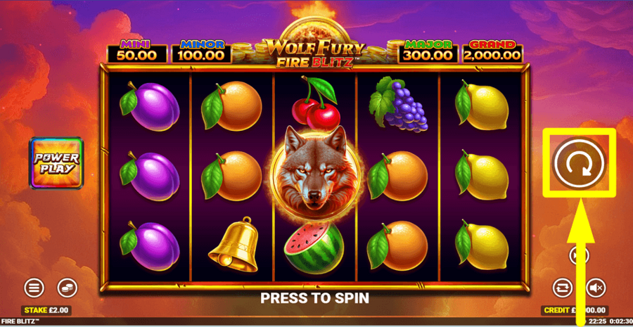 Wolf Fury Fire Blitz Spin Button