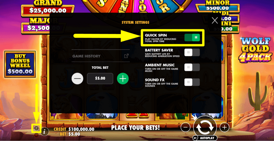 Wolf Gold 4 Pack Quick Spin Feature