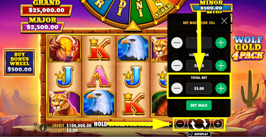 Wolf Gold 4 Pack Total Bet Value