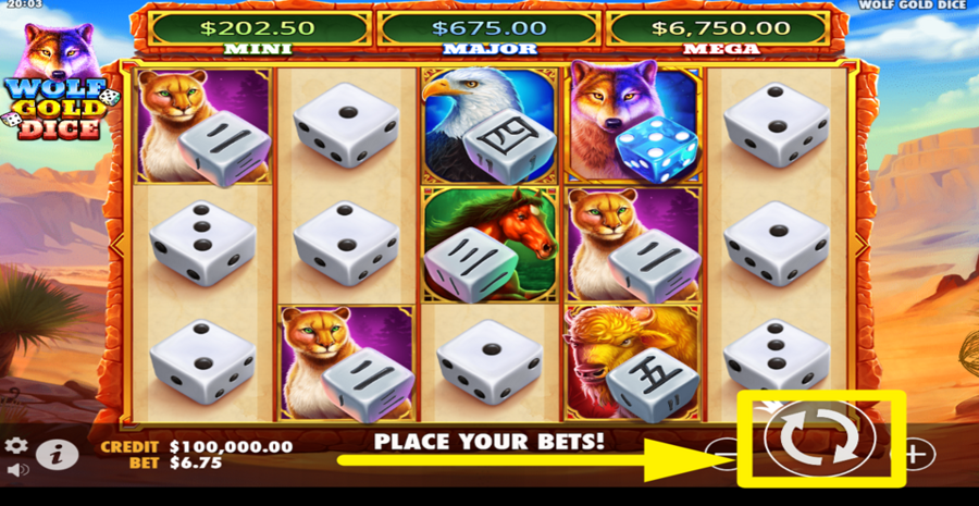 Wolf Gold Dice Adjust Spin Button