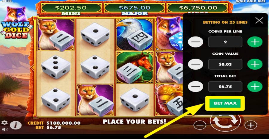 Wolf Gold Dice Bet Max