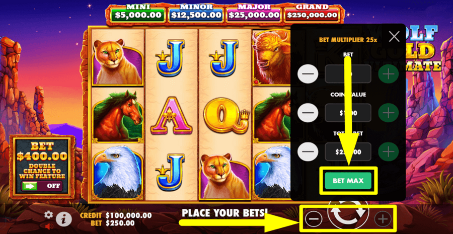 Wolf Gold Ultimate Bet Max Button