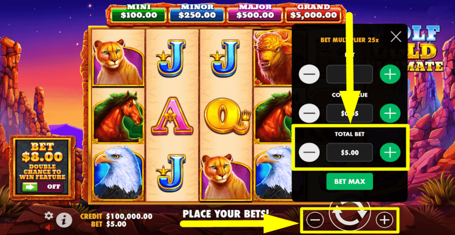 Wolf Gold Ultimate Total Bet Value
