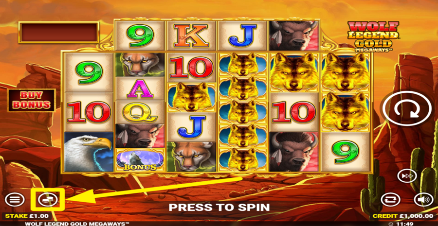 Wolf Legend Gold Megaways Adjust Bet