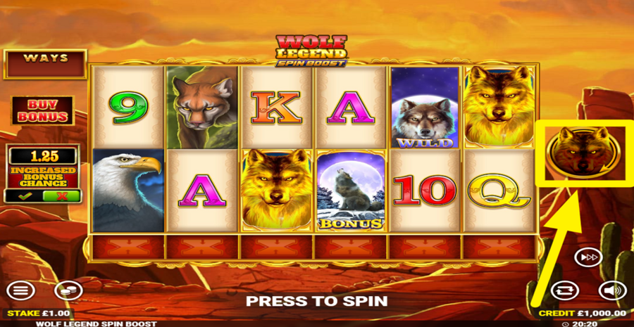 Wolf Legend Spin Boost Spin Button