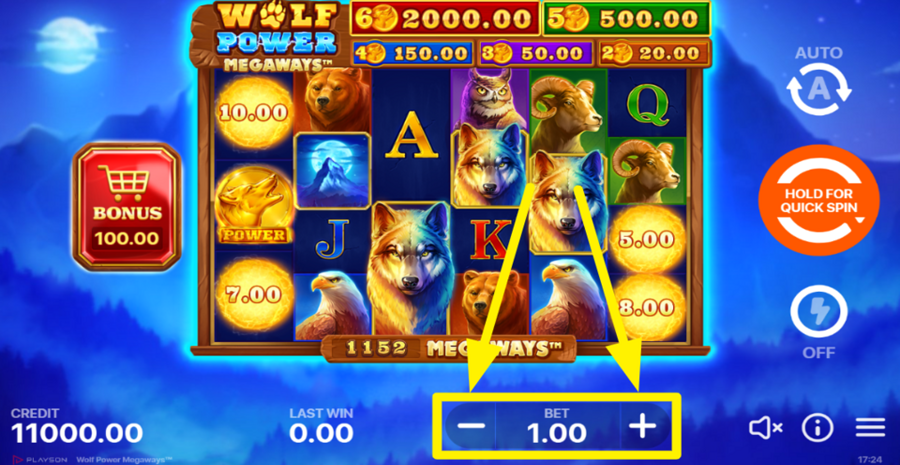 Wolf Power Megaways Adjust Bet