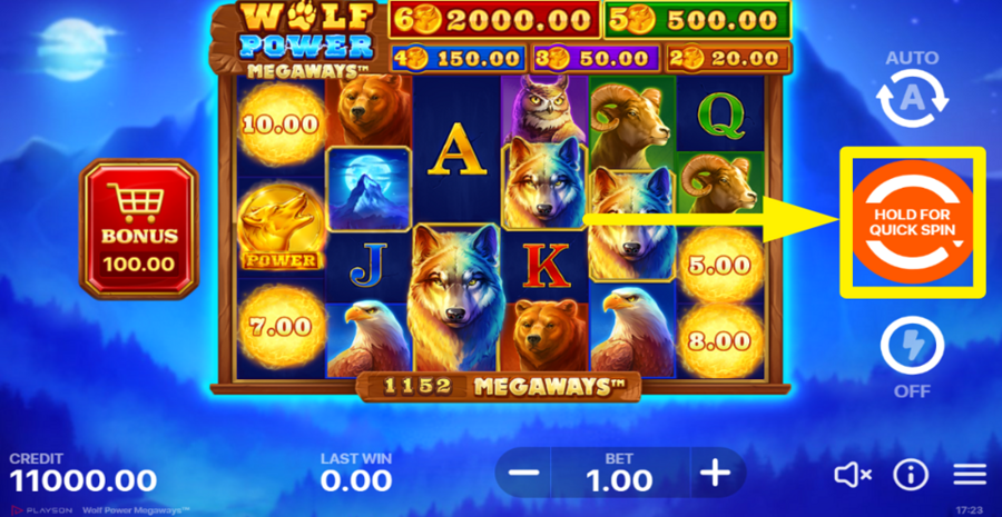 Wolf Power Megaways Spin Button