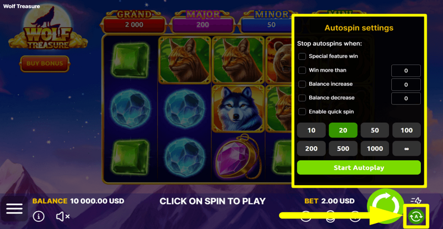 Wolf Treasure Autoplay Feature