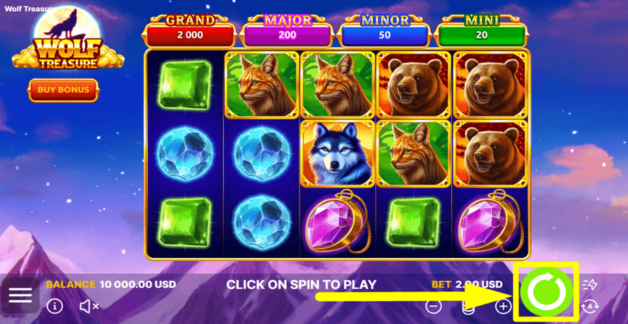 Wolf Treasure Spin Button