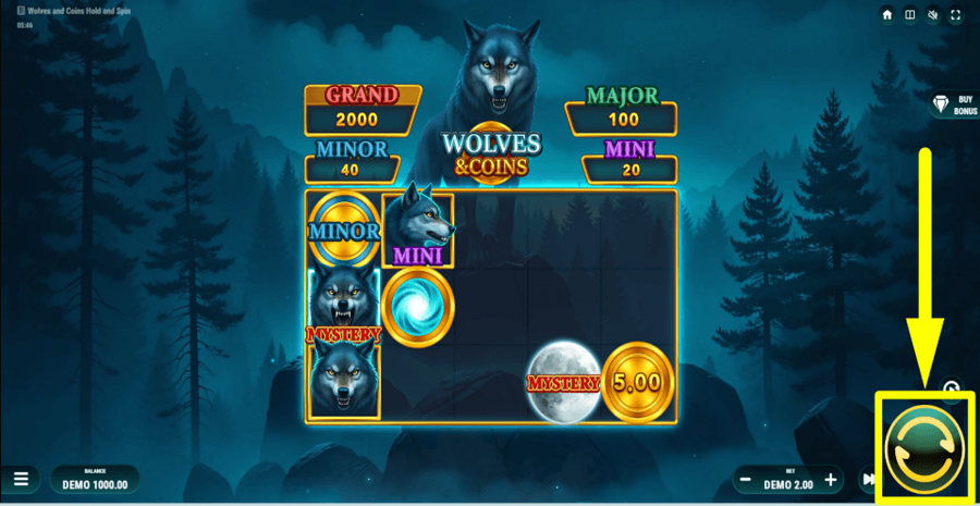 Wolves And Coins Spin Button