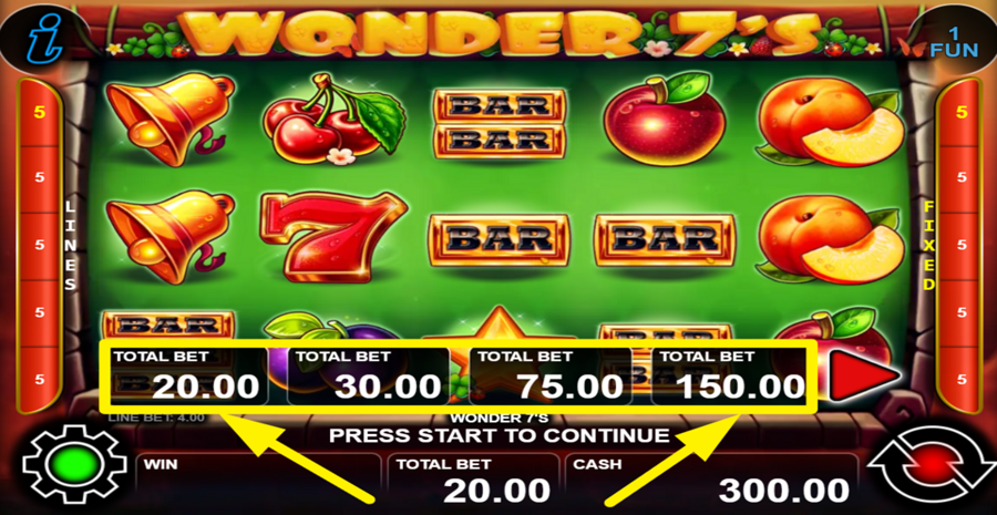 Wonder 7s Adjust Total Bet
