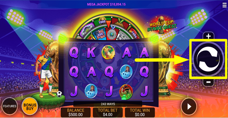 Worldcup Strike Quest Spin Button