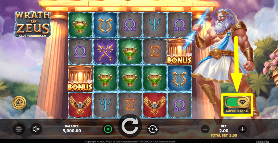 Wrath Of Zeus Clusterbreaker Super Stake Feature