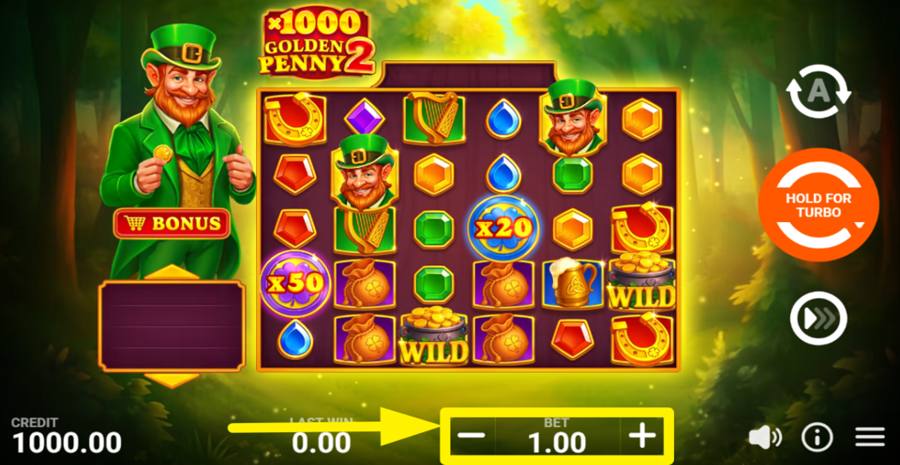 x1000 Golden Penny 2 Adjust Bet