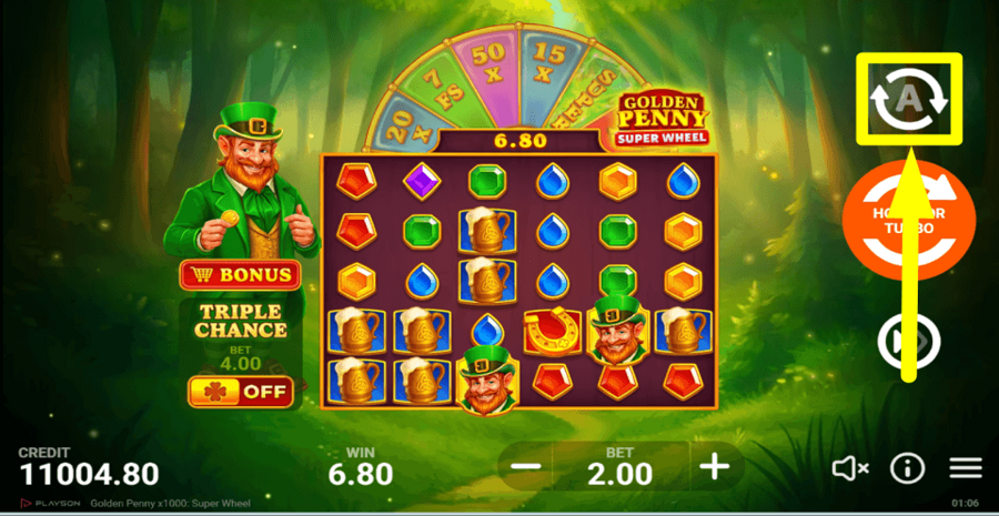 x1000 Golden Penny Super Wheel Autoplay Feature