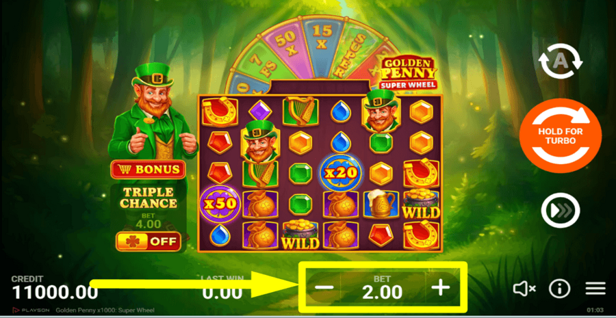 x1000 Golden Penny Super Wheel Bet Value