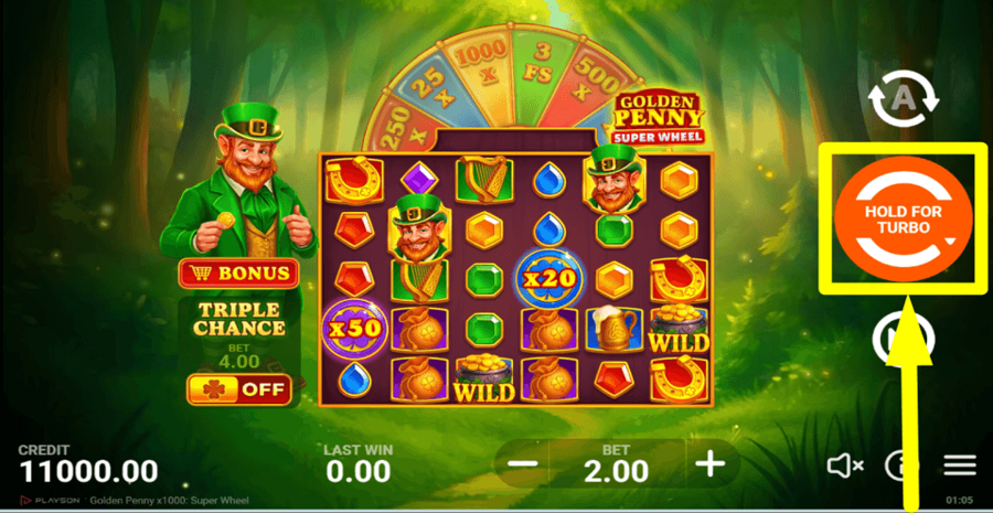 x1000 Golden Penny Super Wheel Spin Button