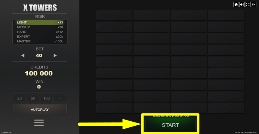 X Towers Start Button