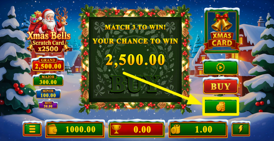 Xmas Bells Scratch Card x2500 Adjust Bet