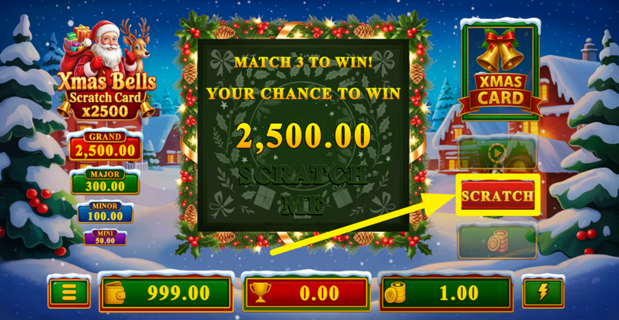 Xmas Bells Scratch Card x2500 Scratch
