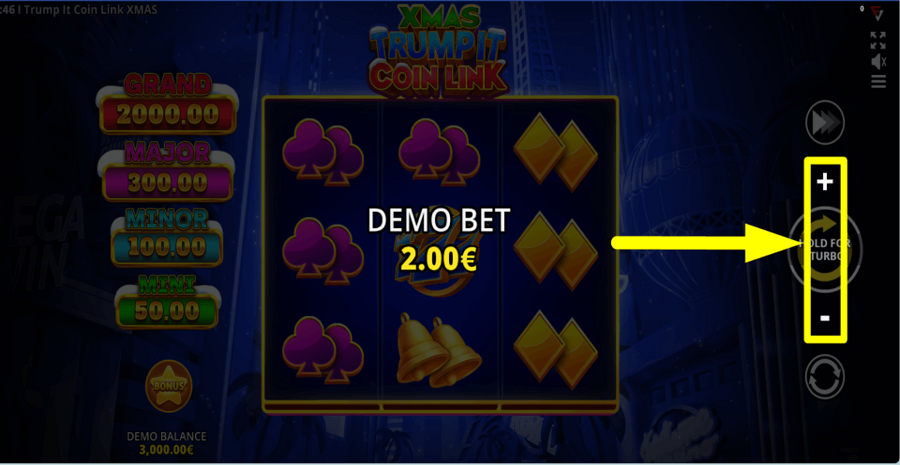 Xmas Trump It Coin Link 3x3 Running Wins Bet Value