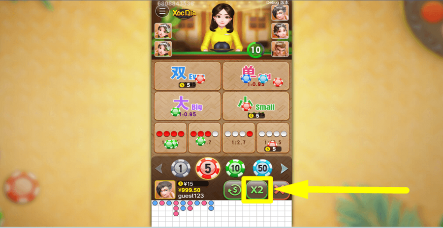 Xoc Dia Double Button