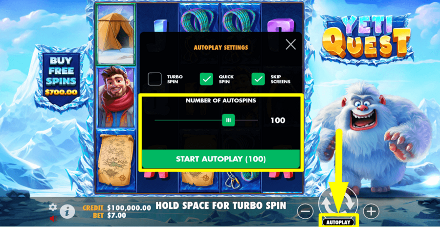 Yeti Quest Autoplay Feature