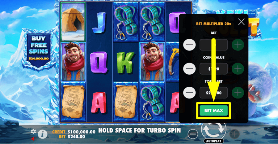 Yeti Quest Bet Max Button