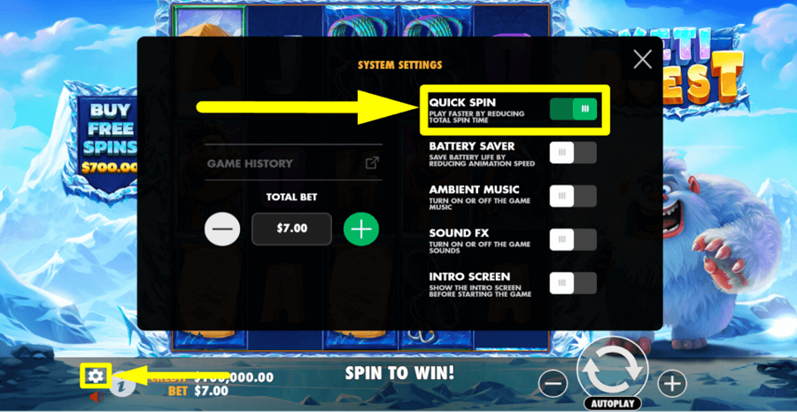 Yeti Quest Quick Spin Feature