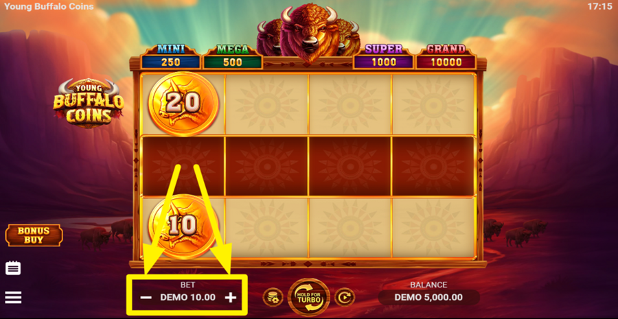 Young Buffalo Coins Adjust Bet