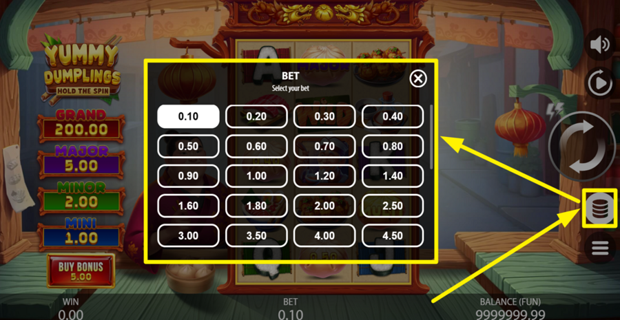Yummy Dumplings Hold The Spin Adjust Bet