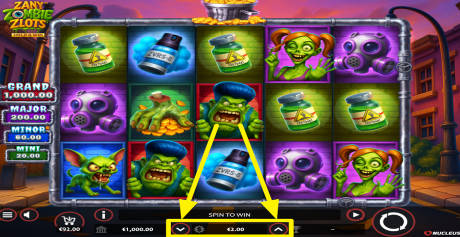 Zany Zombie Zlots Hold And Win Adjust Bet