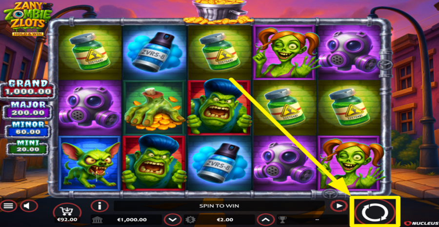 Zany Zombie Zlots Hold And Win Spin