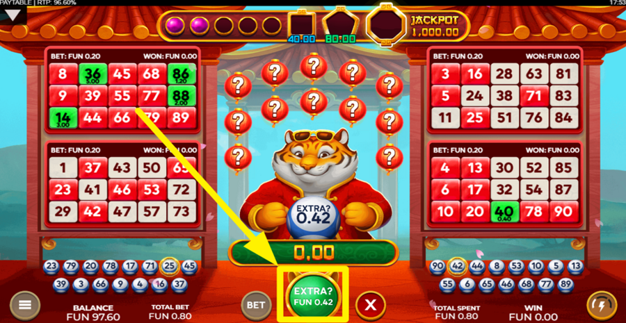 Zen Tiger Bingo Extra Ball