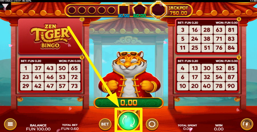 Zen Tiger Bingo Play