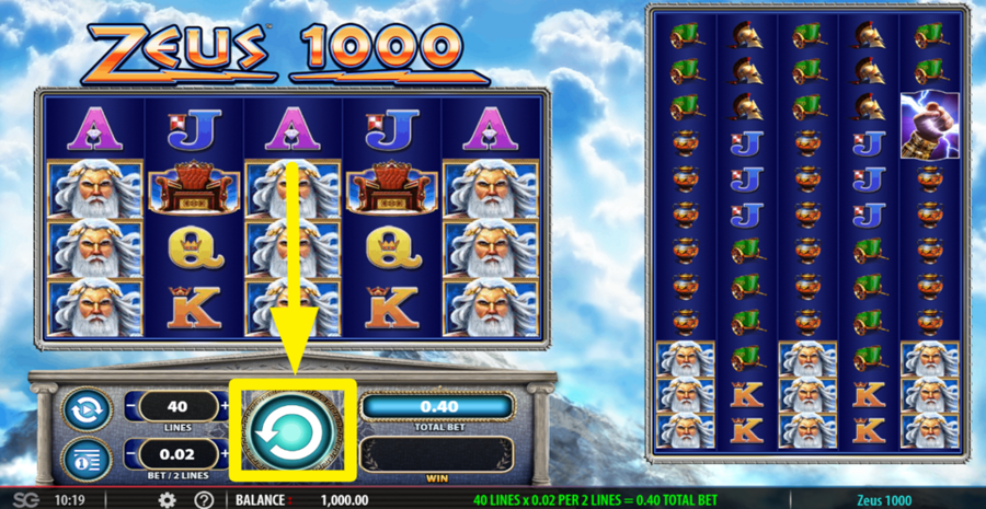 Zeus 1000 Spin Button